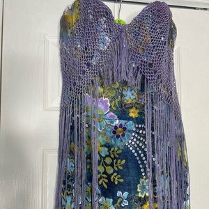 Boho  netted strapless dress